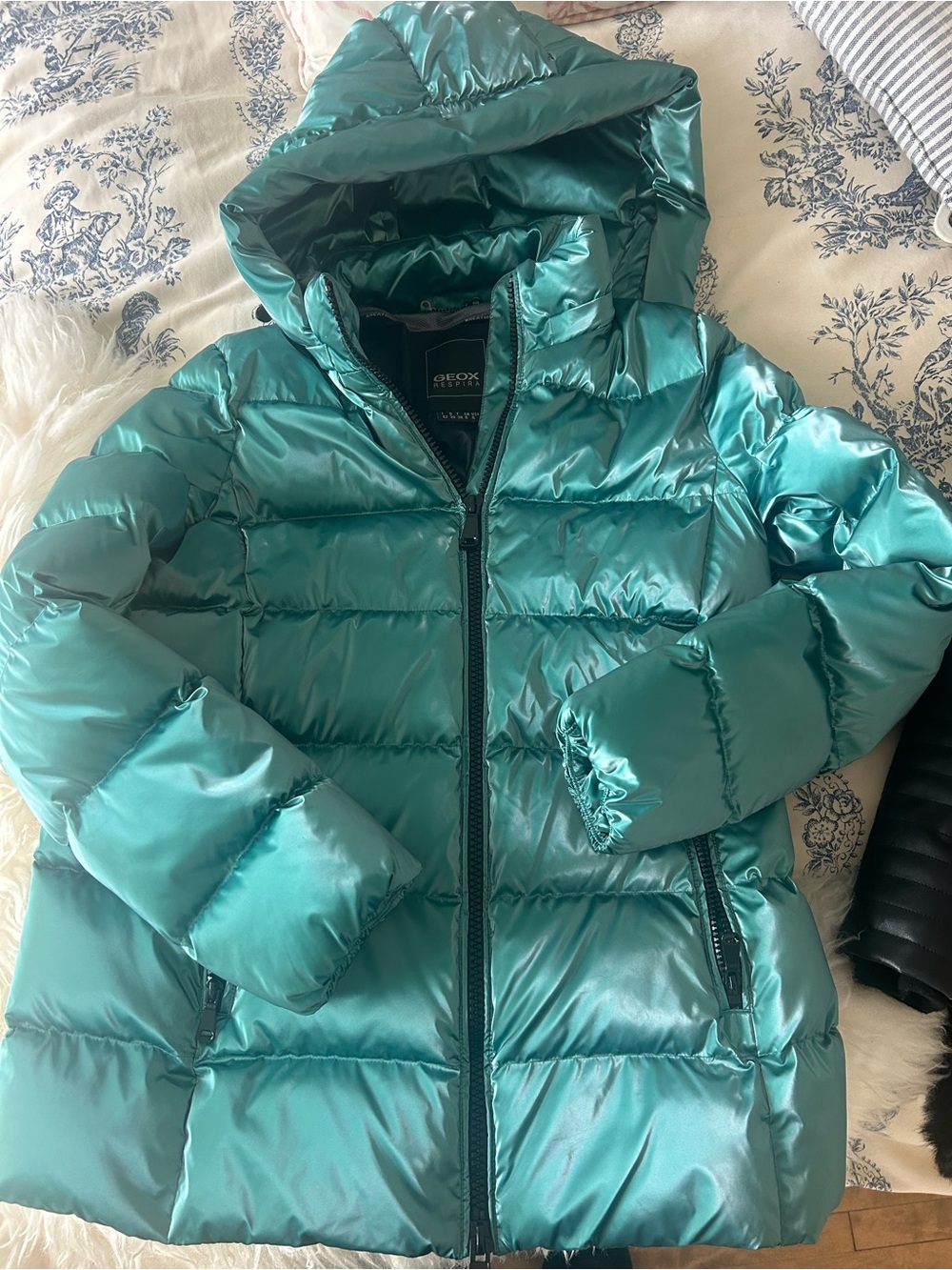 Geox Teal Puffer Jacket with Hood